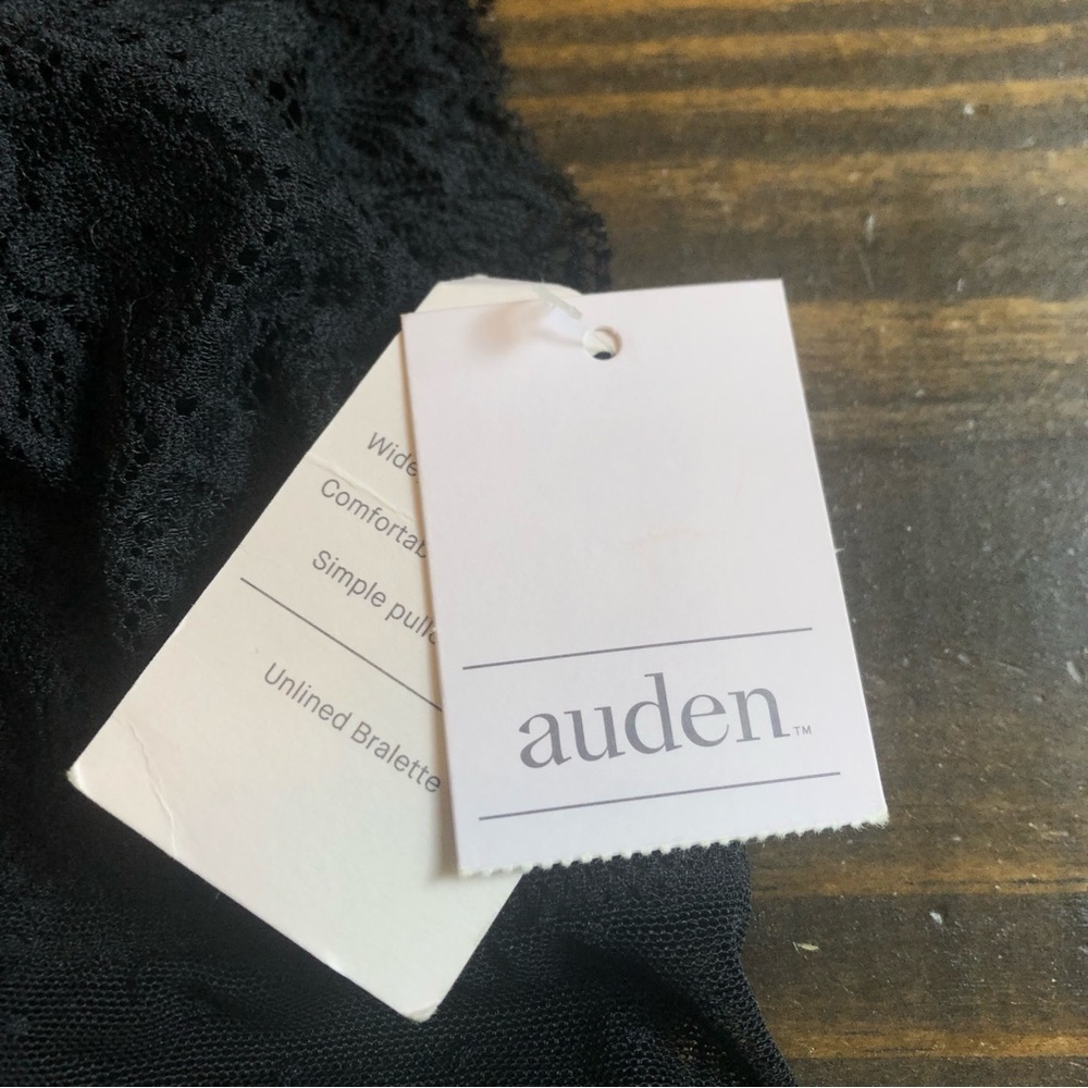 New Auden Black Lace Swiss Dot Bralette Women’s XS Bra Layering Sexy Stretch - Picture 5 of 11